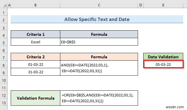 Cách áp dụng nhiều xác thực dữ liệu trong một ô trong Excel (3 Ví dụ)