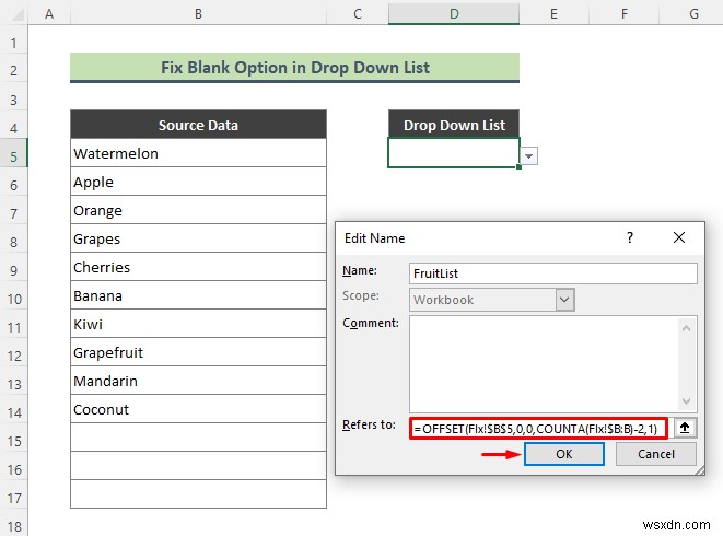 Cách thêm tùy chọn trống vào danh sách thả xuống trong Excel (2 phương pháp)