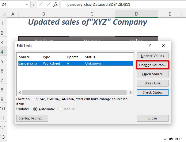 [Khắc phục]:Liên kết chỉnh sửa Excel Thay đổi nguồn không hoạt động