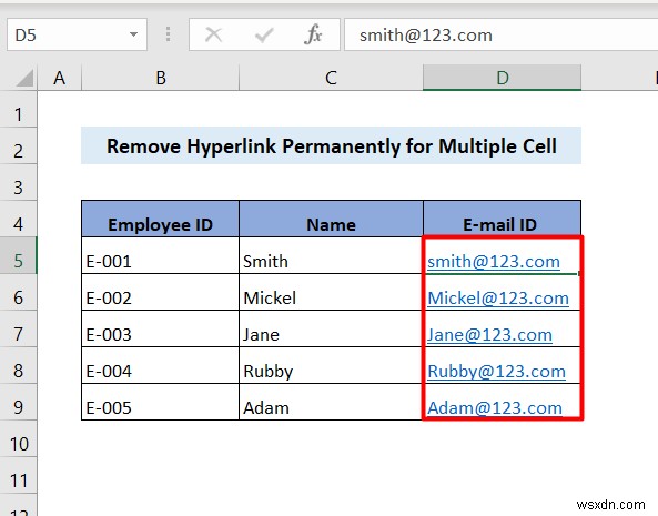 Cách xóa siêu liên kết vĩnh viễn trong Excel (4 cách)