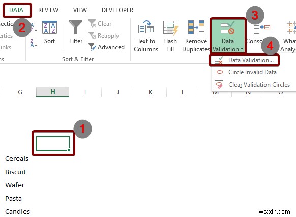 Tạo bộ lọc Excel bằng danh sách thả xuống dựa trên giá trị ô