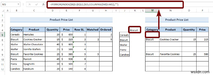 Tạo bộ lọc Excel bằng danh sách thả xuống dựa trên giá trị ô