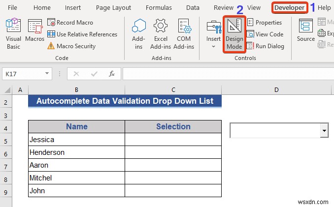 Danh sách thả xuống xác thực dữ liệu tự động hoàn thành trong Excel (2 phương pháp)
