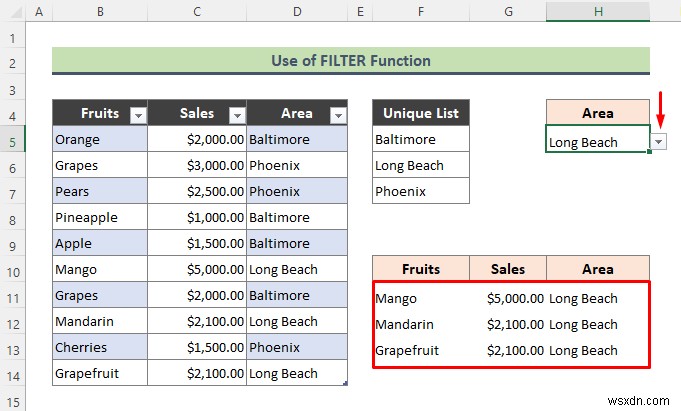 Danh sách thả xuống xác thực dữ liệu Excel với bộ lọc (2 ví dụ)