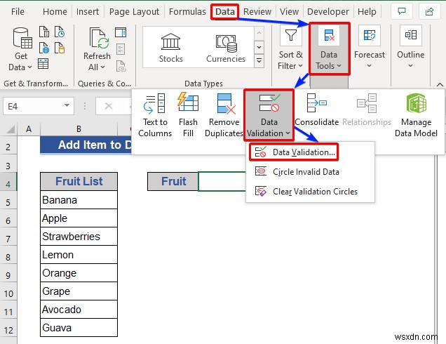 Cách thêm mục vào danh sách thả xuống trong Excel (5 phương pháp)