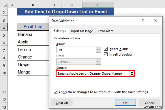 Cách thêm mục vào danh sách thả xuống trong Excel (5 phương pháp)