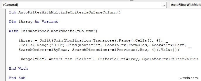 VBA để tự động lọc với nhiều tiêu chí trên cùng một trường trong Excel (4 phương pháp)