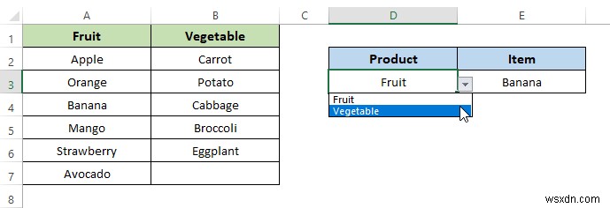 Cách tạo danh sách thả xuống phụ thuộc với nhiều từ trong Excel 