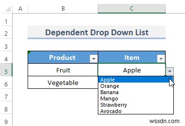 Cách tạo danh sách thả xuống phụ thuộc với nhiều từ trong Excel 