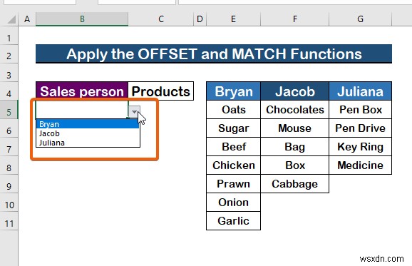 Cách thay đổi danh sách thả xuống dựa trên giá trị ô trong Excel (2 cách) 