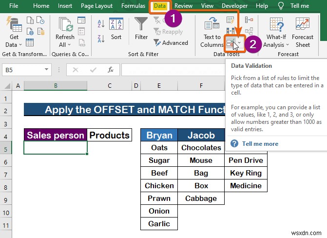 Cách thay đổi danh sách thả xuống dựa trên giá trị ô trong Excel (2 cách) 