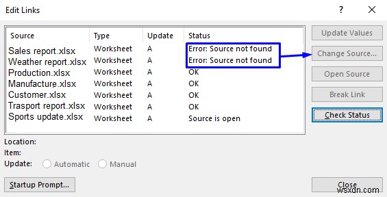 7 Giải pháp để Chỉnh sửa Liên kết bị xám hoặc Thay đổi Tùy chọn Nguồn trong Excel 