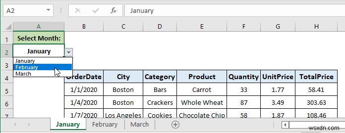 Cách tạo siêu liên kết danh sách thả xuống tới trang tính khác trong Excel