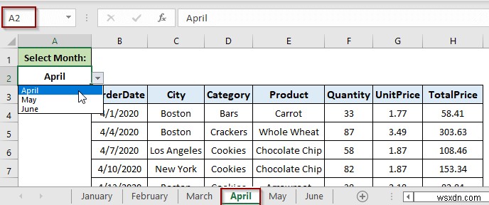 Cách tạo siêu liên kết danh sách thả xuống tới trang tính khác trong Excel