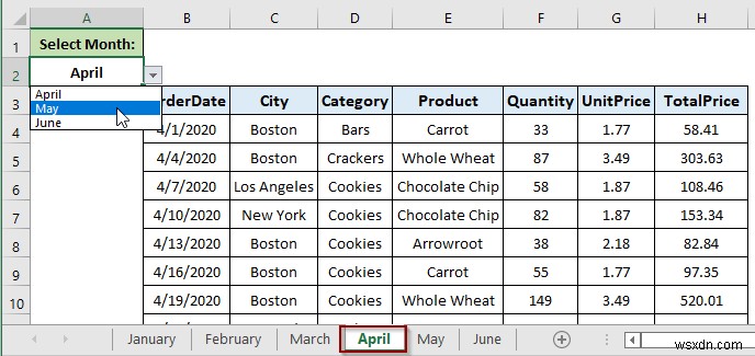 Cách tạo siêu liên kết danh sách thả xuống tới trang tính khác trong Excel