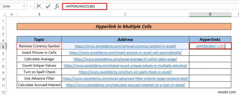 Cách siêu liên kết nhiều ô trong Excel (3 cách)