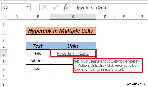 Cách siêu liên kết nhiều ô trong Excel (3 cách)