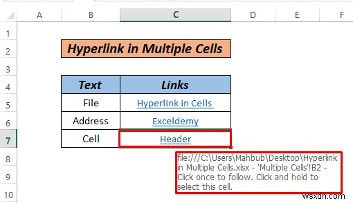 Cách siêu liên kết nhiều ô trong Excel (3 cách)
