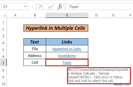 Cách siêu liên kết nhiều ô trong Excel (3 cách)