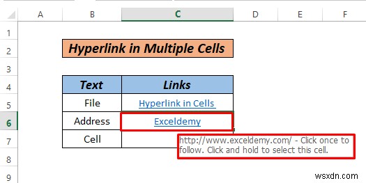 Cách siêu liên kết nhiều ô trong Excel (3 cách)