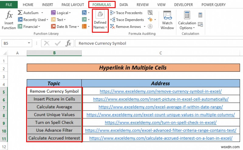 Cách siêu liên kết nhiều ô trong Excel (3 cách)