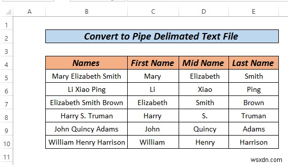 Cách chuyển Excel thành tệp văn bản với dấu phân cách ống (2 cách)