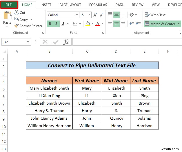 Cách chuyển Excel thành tệp văn bản với dấu phân cách ống (2 cách)