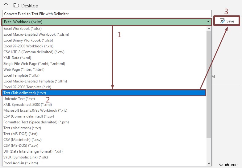 Chuyển đổi Excel thành tệp văn bản với dấu phân cách (2 cách tiếp cận dễ dàng) 