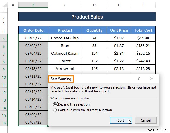 Cách sắp xếp hàng theo ngày trong Excel (8 phương pháp)