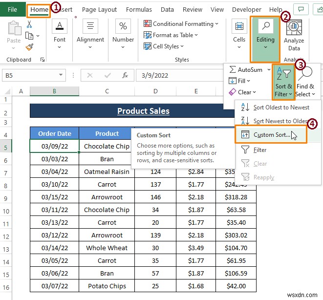 Cách sắp xếp hàng theo ngày trong Excel (8 phương pháp)