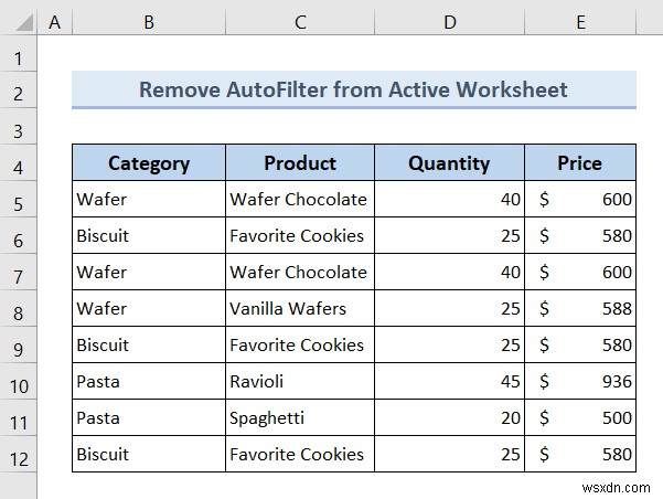 Excel VBA:Xóa tự động lọc nếu nó tồn tại (7 ví dụ)