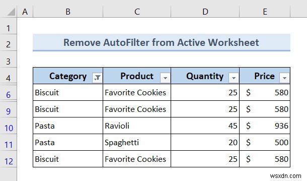 Excel VBA:Xóa tự động lọc nếu nó tồn tại (7 ví dụ)