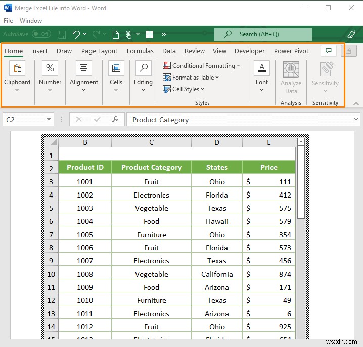 Cách hợp nhất tệp Excel vào tài liệu Word