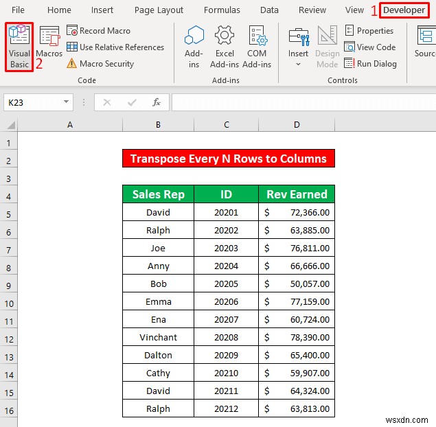 Cách chuyển đổi mỗi n dòng thành cột trong Excel (2 phương pháp dễ dàng)