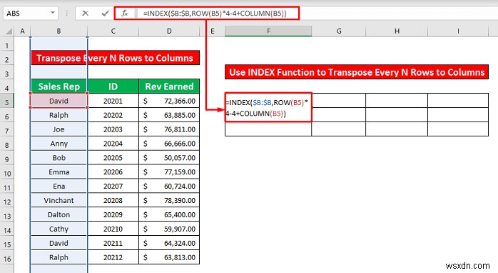 Cách chuyển đổi mỗi n dòng thành cột trong Excel (2 phương pháp dễ dàng)