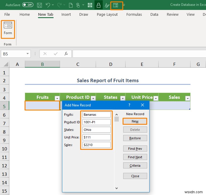 Cách tạo cơ sở dữ liệu với biểu mẫu trong Excel