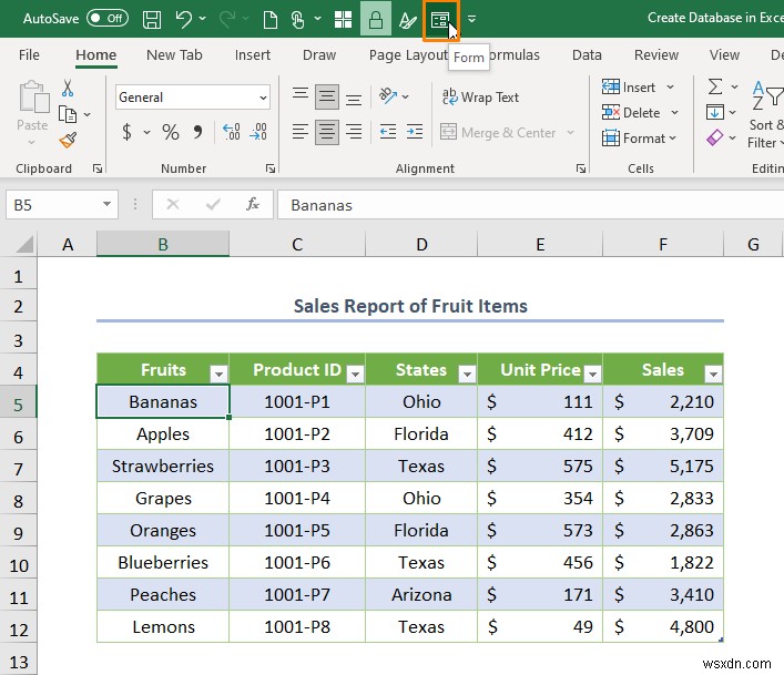 Cách tạo cơ sở dữ liệu với biểu mẫu trong Excel