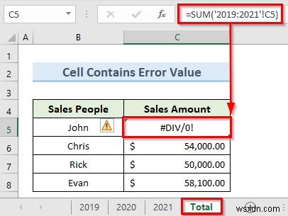 Tham chiếu 3D không hoạt động trong Excel (3 lý do &giải pháp)