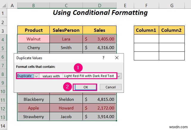 Cách chuyển dòng trùng lặp thành cột trong Excel (4 cách)