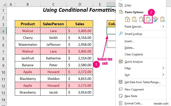 Cách chuyển dòng trùng lặp thành cột trong Excel (4 cách)