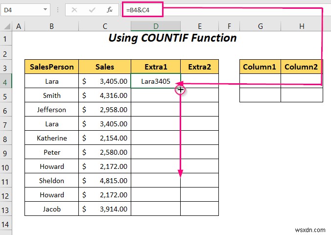 Cách chuyển dòng trùng lặp thành cột trong Excel (4 cách)