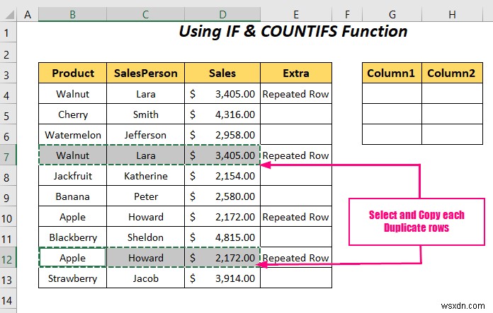 Cách chuyển dòng trùng lặp thành cột trong Excel (4 cách)