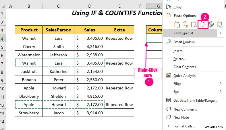 Cách chuyển dòng trùng lặp thành cột trong Excel (4 cách)