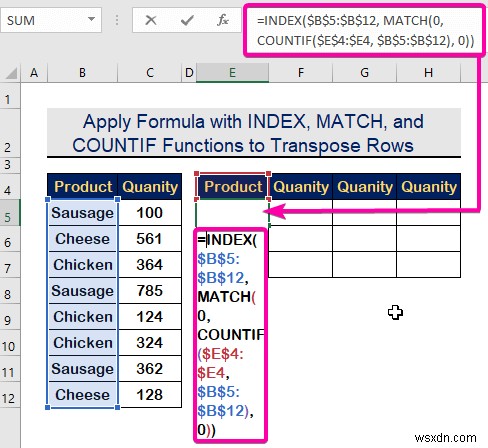 Cách chuyển hàng thành cột dựa trên tiêu chí trong Excel (2 cách)