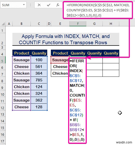 Cách chuyển hàng thành cột dựa trên tiêu chí trong Excel (2 cách)