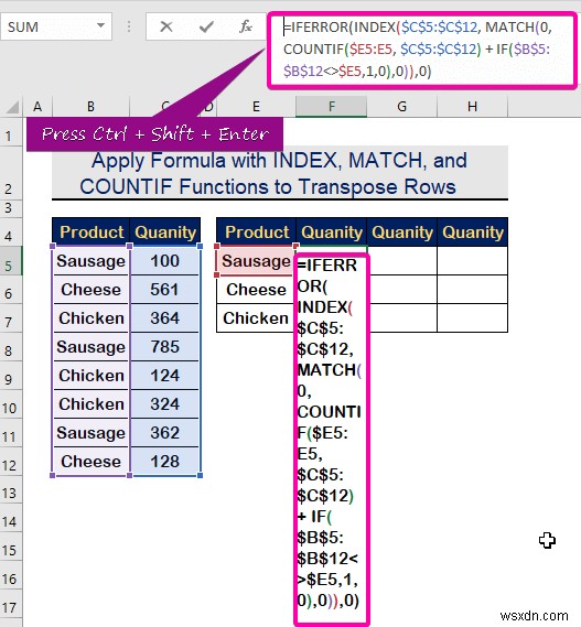 Cách chuyển hàng thành cột dựa trên tiêu chí trong Excel (2 cách)