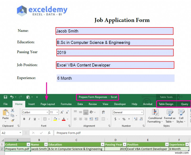 Cách liên kết biểu mẫu PDF với cơ sở dữ liệu Excel (với các bước đơn giản)