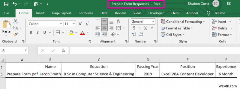 Cách liên kết biểu mẫu PDF với cơ sở dữ liệu Excel (với các bước đơn giản)