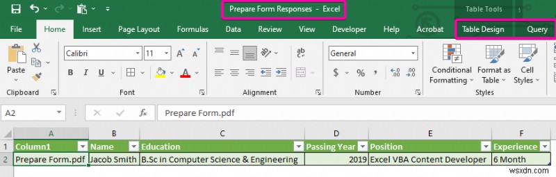 Cách liên kết biểu mẫu PDF với cơ sở dữ liệu Excel (với các bước đơn giản)