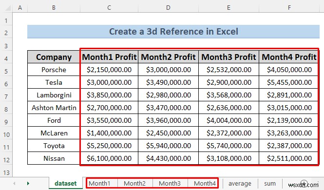 Cách tạo tham chiếu 3d trong Excel với tên (7 phương pháp dễ dàng)